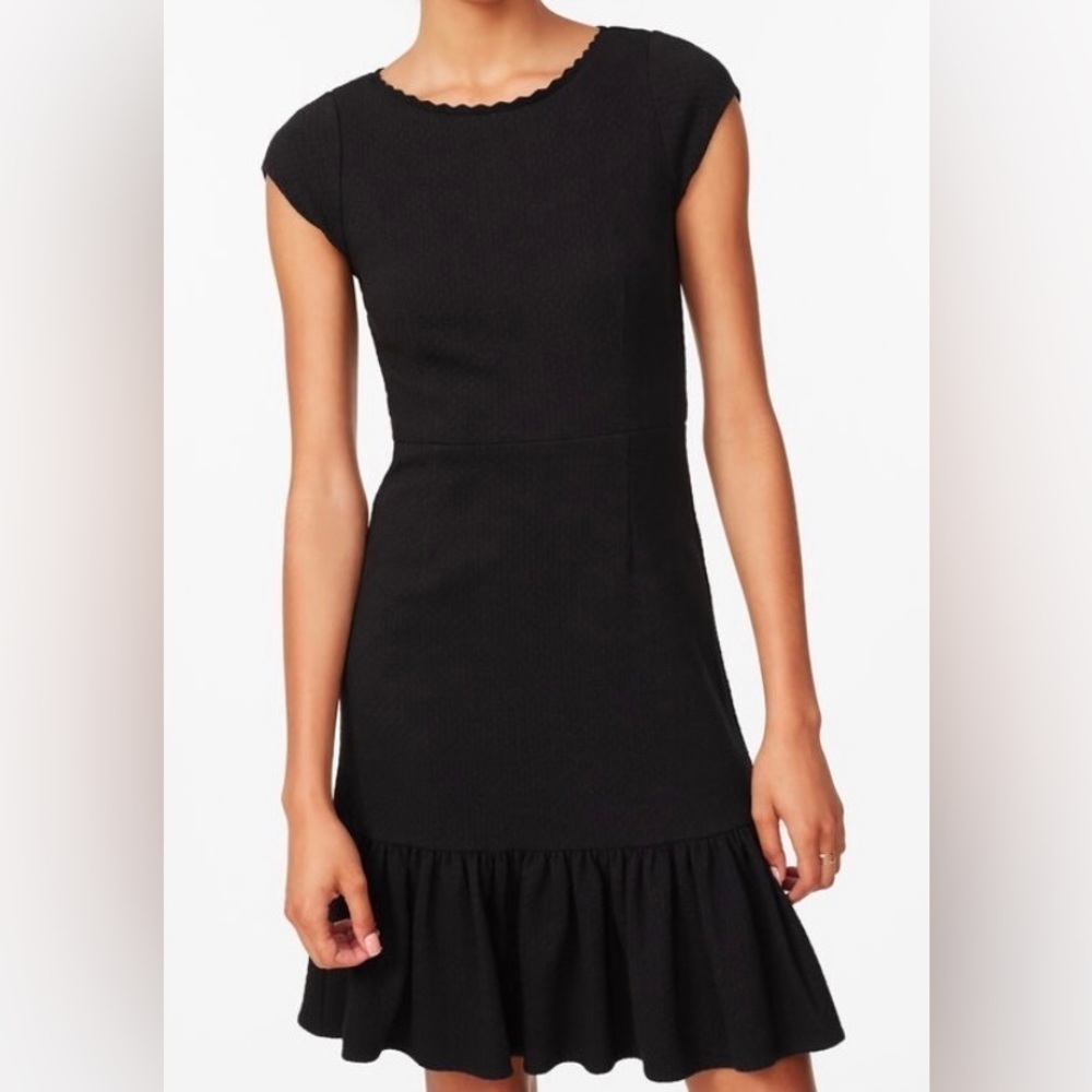 Rebecca Taylor Honeycomb Stretch Textured Fit‎ & Flare Dress Black 2